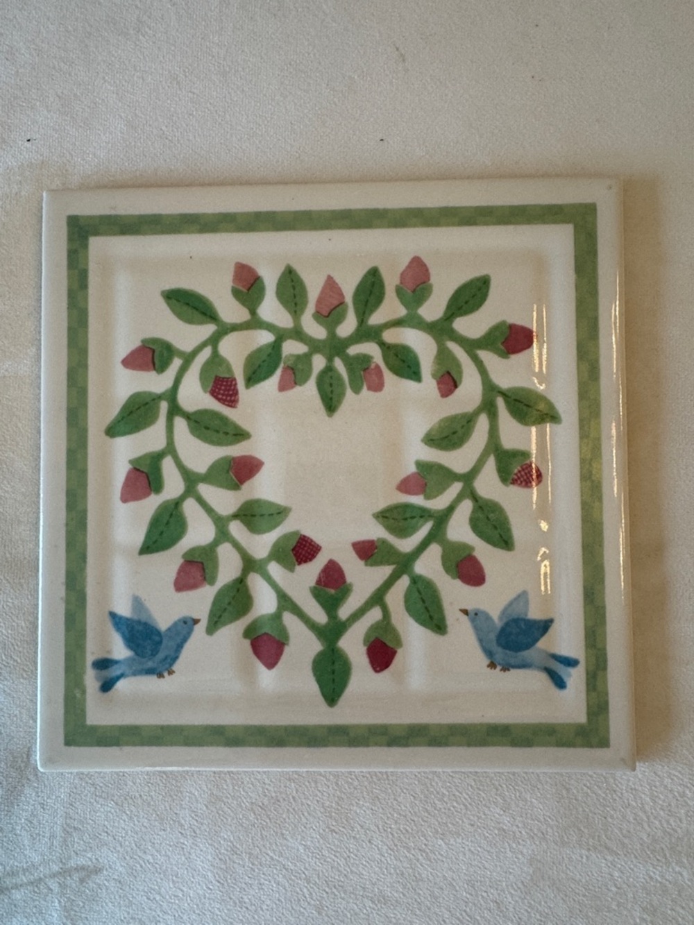 Vintage! Smithsonian Baltimore Album Block Quilt Tile Ceramic Wall Decor Trivet
